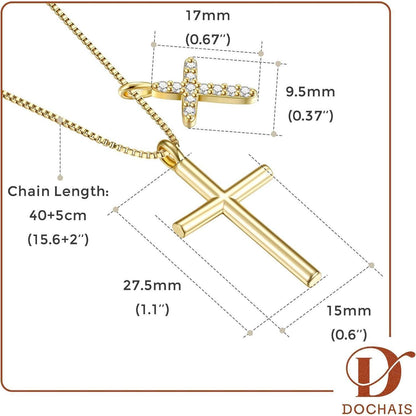 Dochais Kreuz Kette Damen 14K Gold Silber Modeschmuck