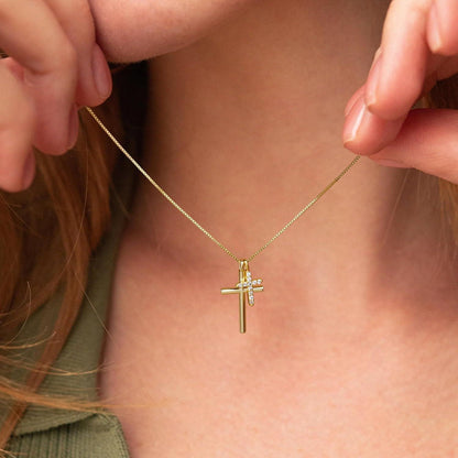 Dochais Kreuz Kette Damen 14K Gold Silber Modeschmuck