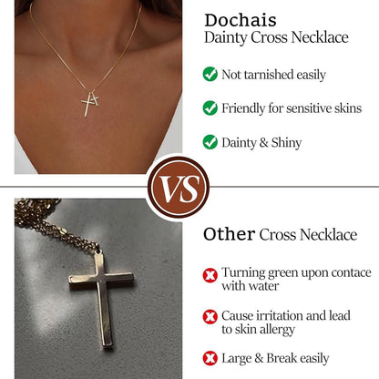 Dochais Kreuz Kette Damen 14K Gold Silber Modeschmuck