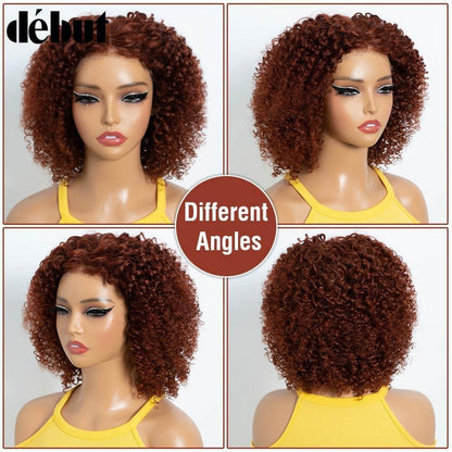 Echthaar Curly Bob Perücke 35cm, Kleberlos, Vorgezupft