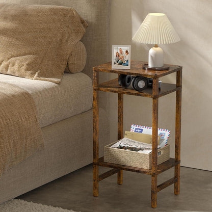 LELELINKY 3 Ebenen Beistelltisch Holz Stauraum 70cm Hoch Nachttisch