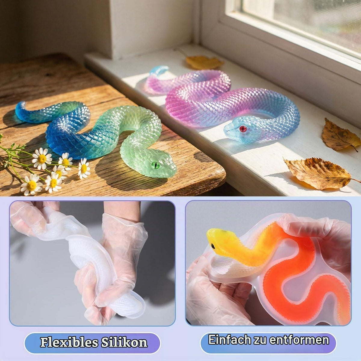 Silikonform Schlange 3D – Gießform für Epoxidharz & Co.