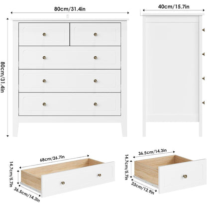 Weißes Schlafzimmer-Set mit Kommode & 2 Nachttische
