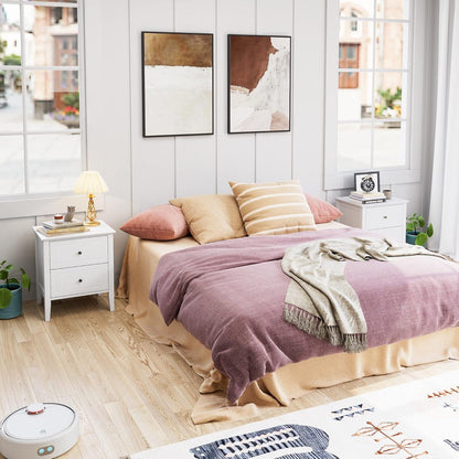 Weißes Schlafzimmer-Set mit Kommode & 2 Nachttische