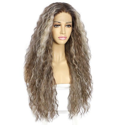 Lockige Ombre Grau Synthetische Lace Front Perücke 26 Zoll