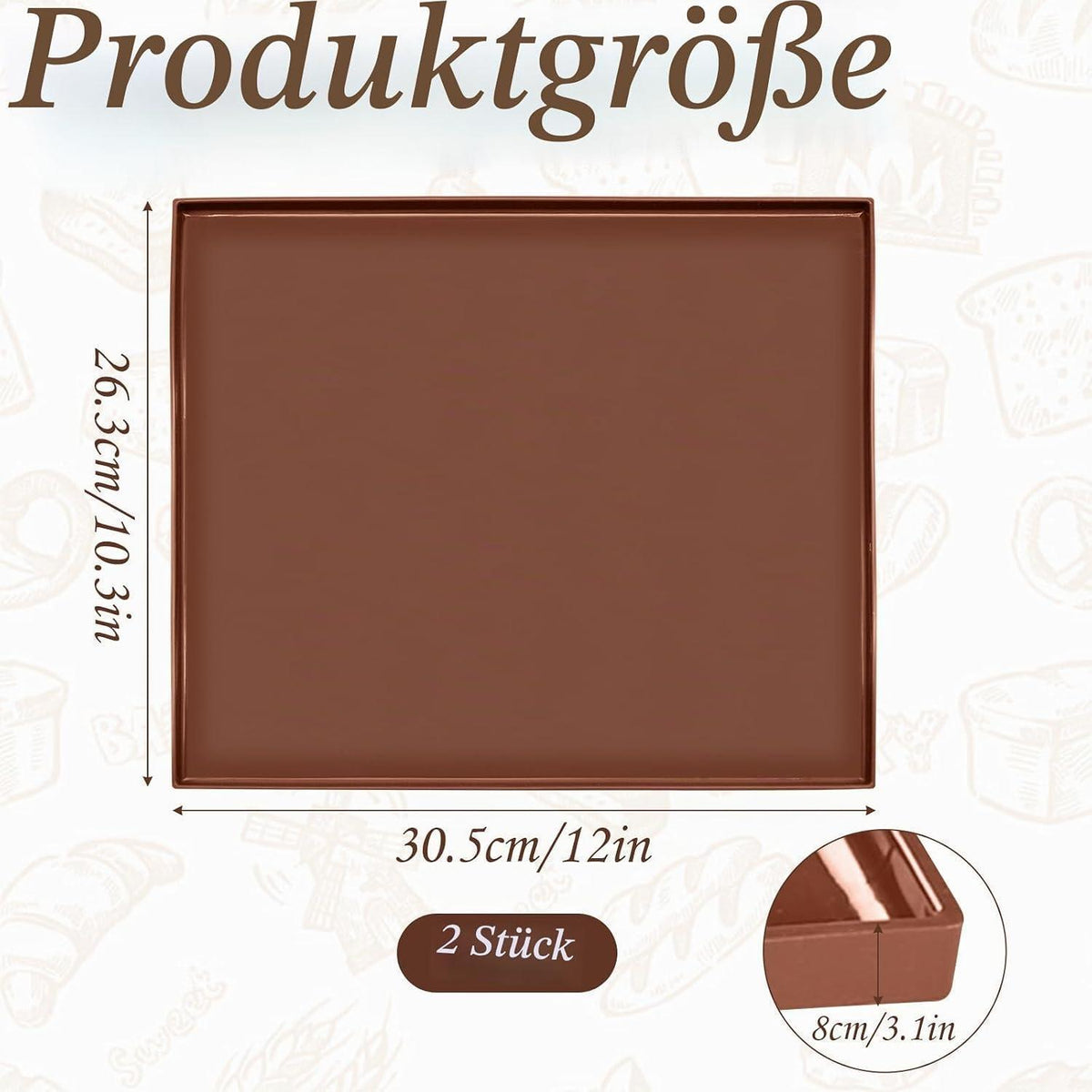 2x Silikon Backmatte mit Rand – Antihaft Backblech für Kuchen & Kekse