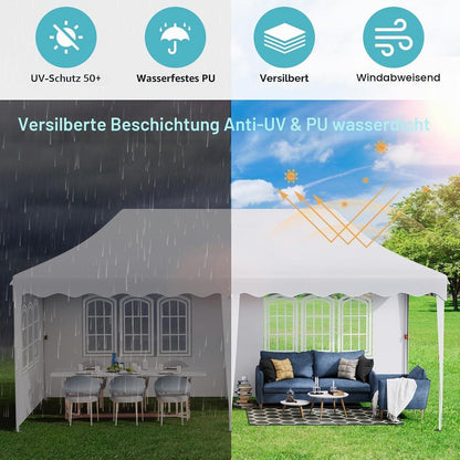 3x6 Pavillon Faltbar, Wasserdicht & Stabil für Garten & Events