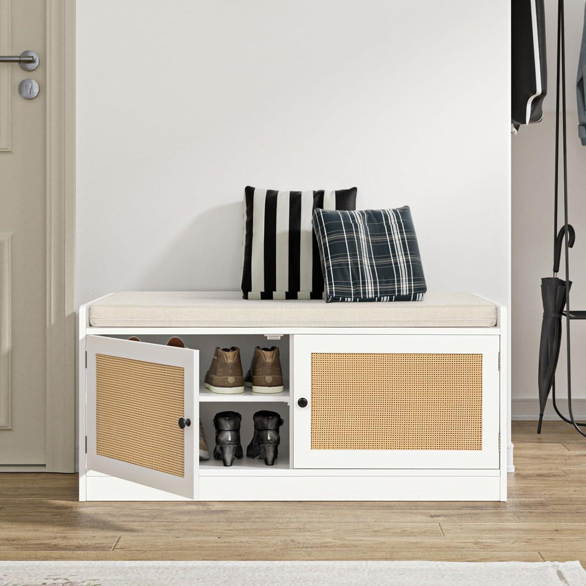 Schuhbank mit Sitzfläche | Flur Organizer | Weiß