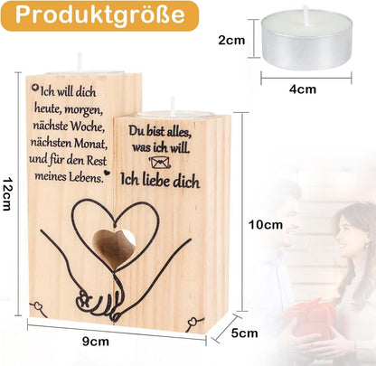 Liebe Dich Kerzenständer Holz süße Romantik