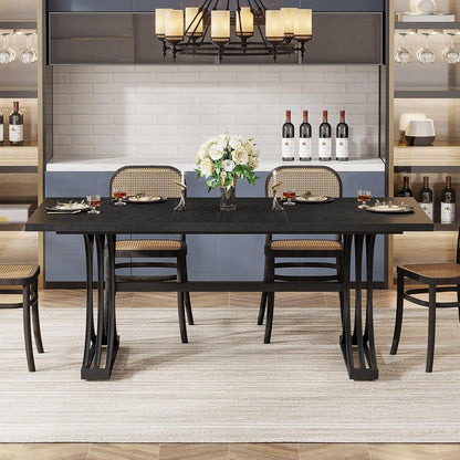 Moderner Esstisch 160x80cm – Schwarz, Für 4-6 Personen