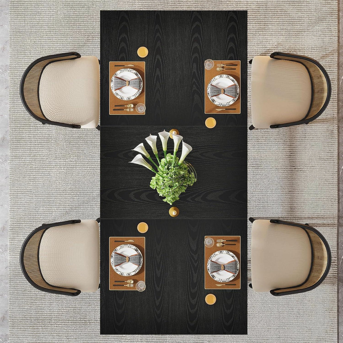 Moderner Esstisch 160x80cm – Schwarz, Für 4-6 Personen