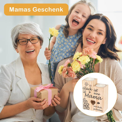 Personalisierte Mama Kerzenständer Holz Geschenk Weihnachten Muttertag