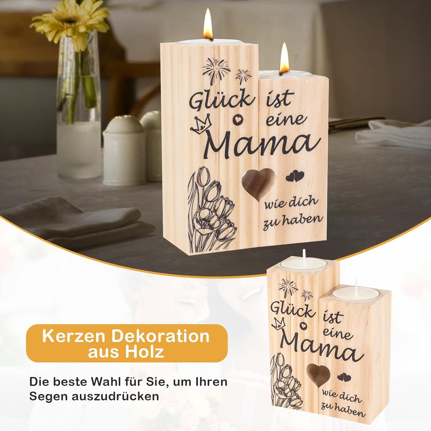 Mama Geschenk Holz Kerzenständer Personalisiert Weihnachten Muttertag