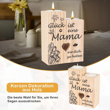 Mama Geschenk Holz Kerzenständer Personalisiert Weihnachten Muttertag