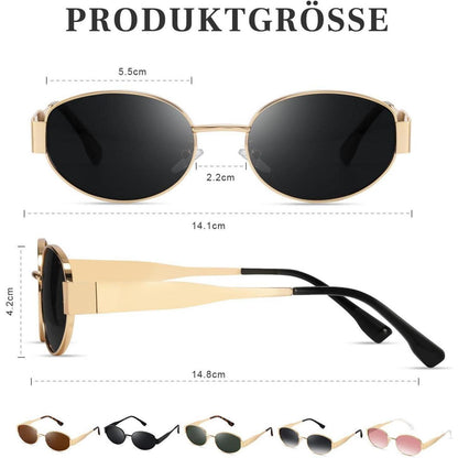 KUNCHU Polarisierte Vintage Oval Sonnenbrille Gold UV400