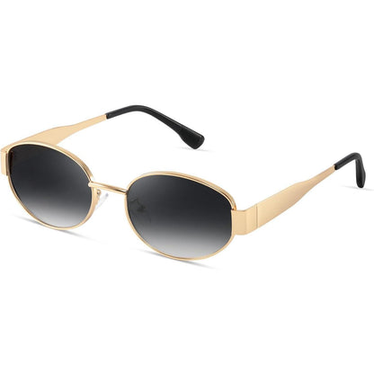 Polarisierte Gold Oval Sonnenbrille Damen Retro UV400 Schutz