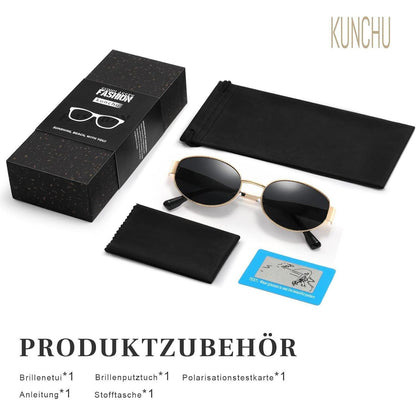 Polarisierte Gold Oval Sonnenbrille Damen Retro UV400 Schutz