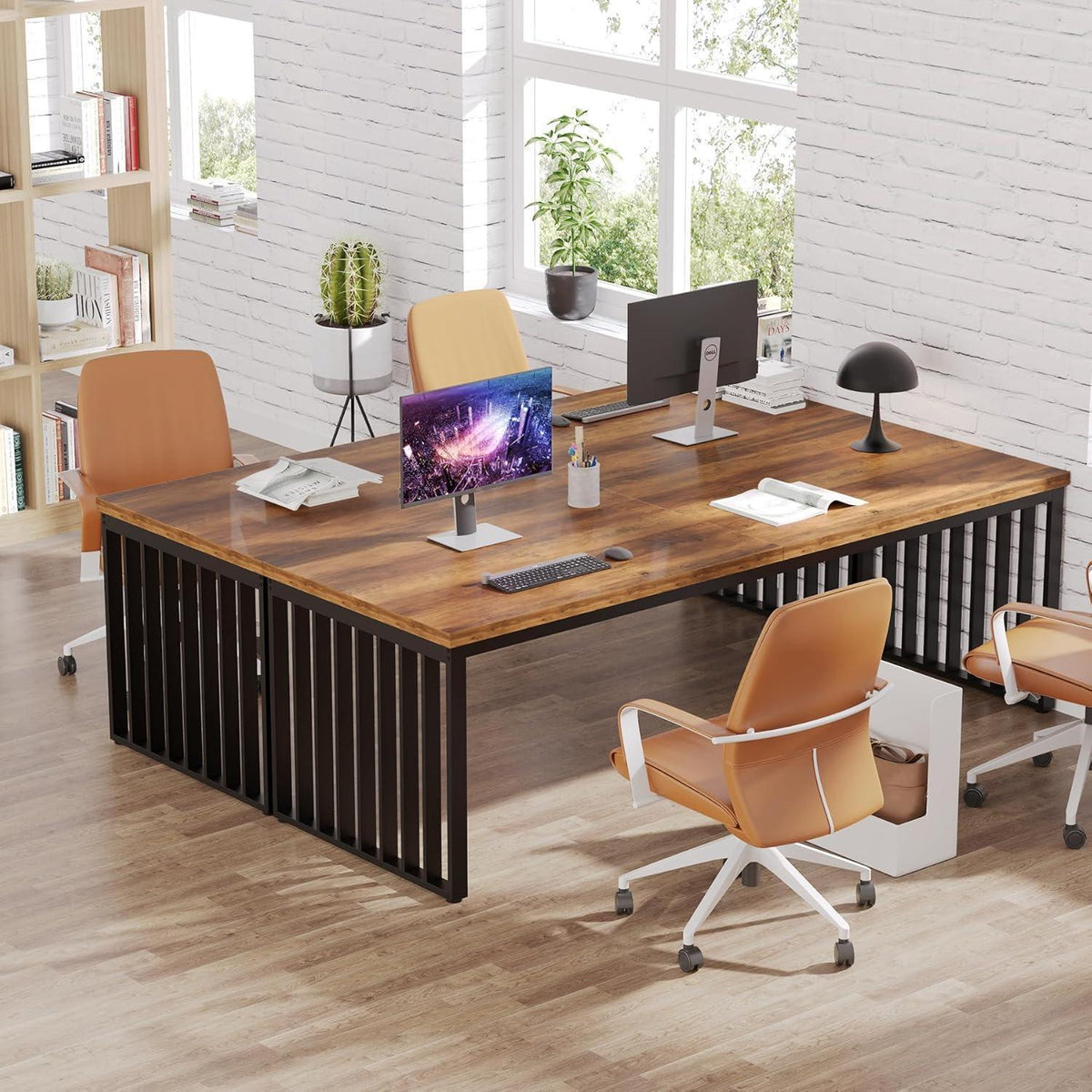 Großer Schreibtisch 180cm – Home Office PC Tisch Braun/Schwarz