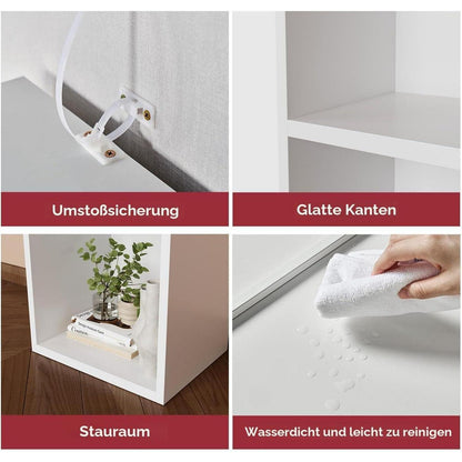 Schmales Bücherregal mit 6 Ebenen – Weiß