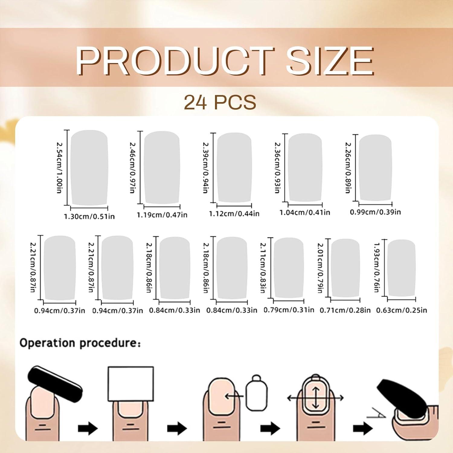 Französische Nagel-Tips inkl. 24 Press-On Nägel, Charms