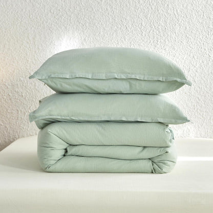 Musselin Bettwäsche Set 220x240 cm, Mintgrün, Atmungsaktiv & Weich