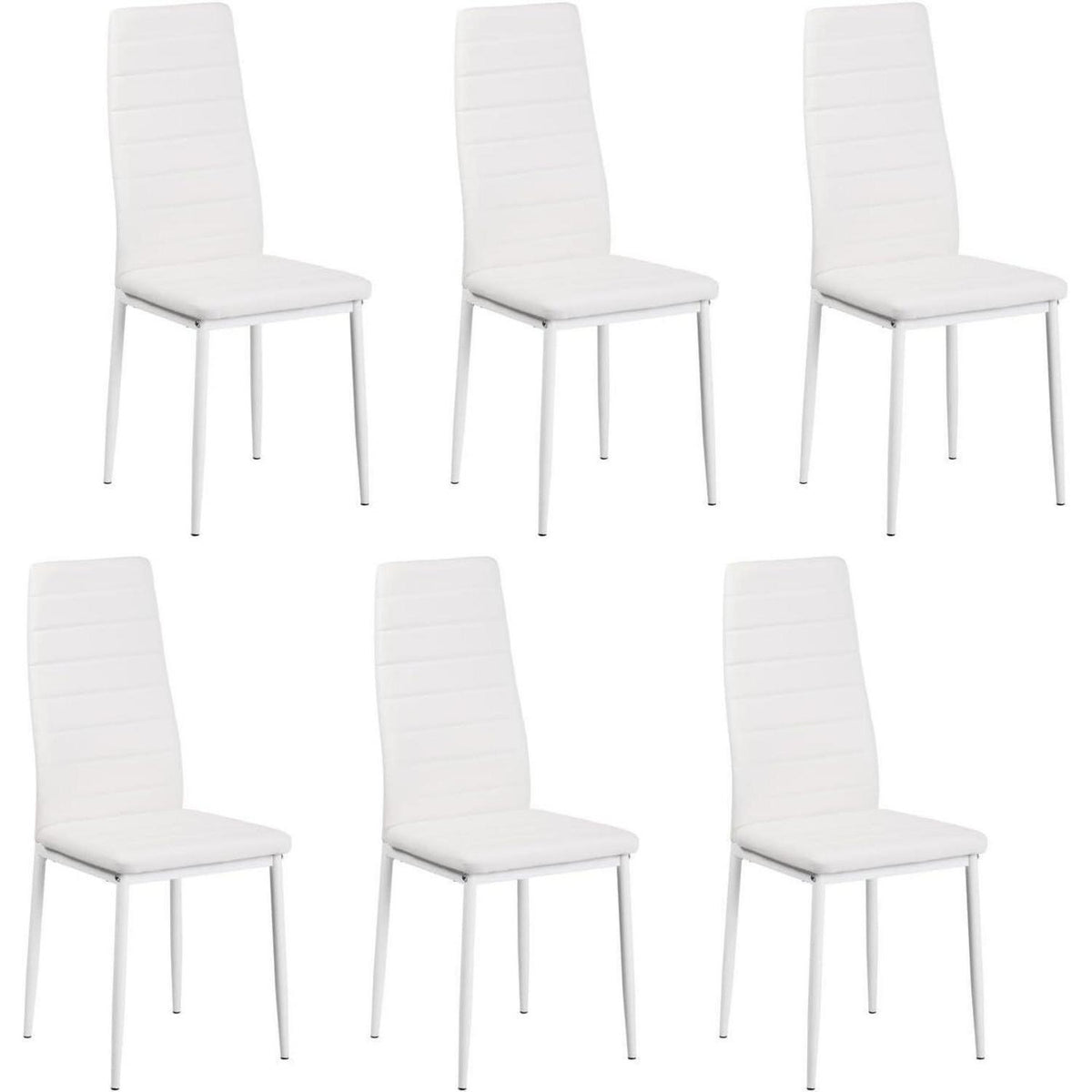 Esszimmergruppe Eiche-Schwarz 110cm mit 6 weißen Hochlehner Stühlen