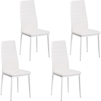 Esszimmergruppe Eiche-Schwarz 110cm mit 4 weißen Hochlehner Stühlen