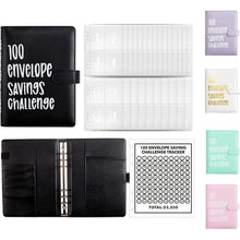 Budget Binder Sparbuch A5 Kunstleder 100 Umschläge Schwarz