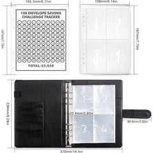 Budget Binder Sparbuch A5 Kunstleder 100 Umschläge Schwarz