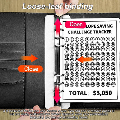 Budget Binder Sparbuch A5 Kunstleder 100 Umschläge Schwarz