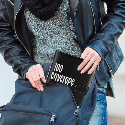 Budget Binder Sparbuch A5 Kunstleder 100 Umschläge Schwarz
