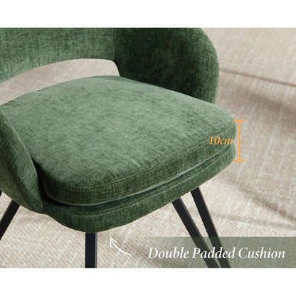 2er Set Esszimmerstühle Grün, Chenille Polsterstühle drehbar