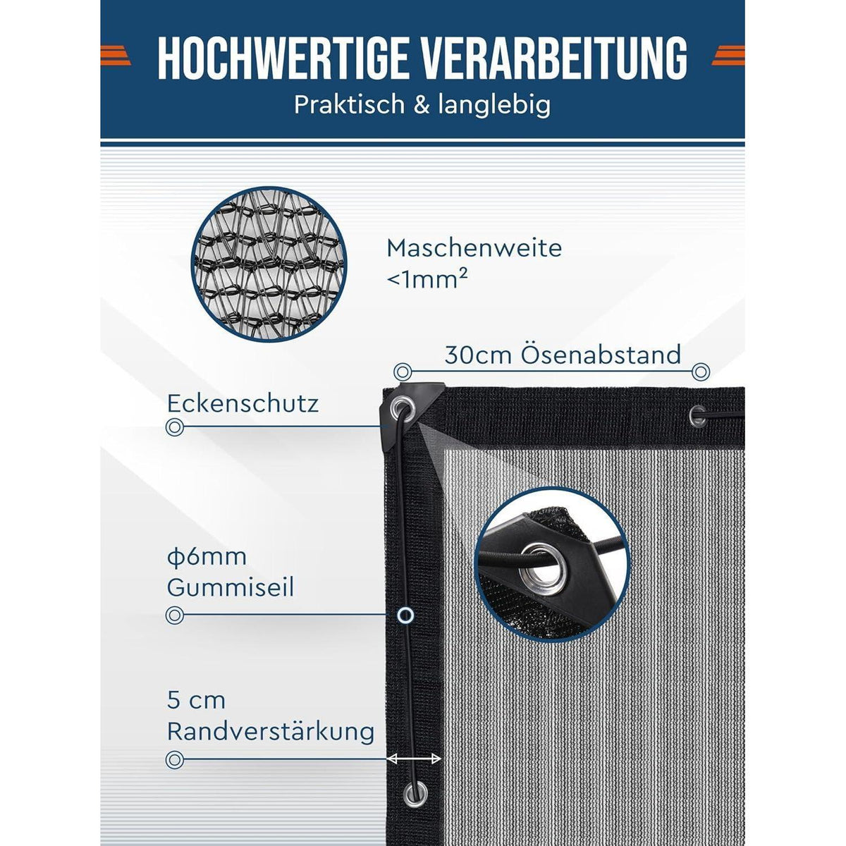 Feinmaschiges Anhängernetz 3x4m mit Spannseil – Ladungssicherung