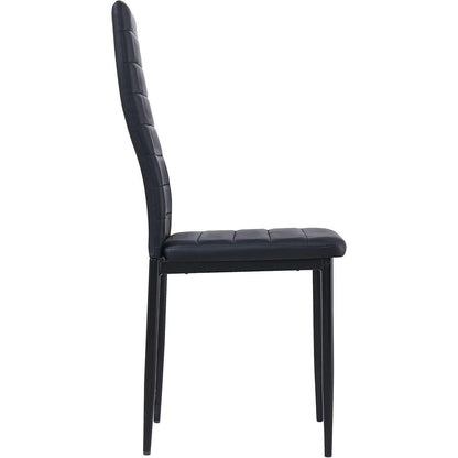 Esszimmergruppe Eiche-Schwarz mit 4 Stühlen in Lederoptik