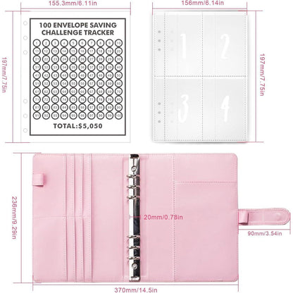 AMONENZ Sparchallenge Budgetplaner A5 Kunstleder Geld Binder