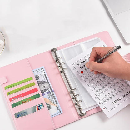 AMONENZ Sparchallenge Budgetplaner A5 Kunstleder Geld Binder