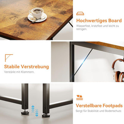 Schreibtisch mit 3 Stoffschubladen und Aufbewahrungstasche, PC-Schreibtisch für Heimbüro