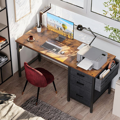 Schreibtisch mit 3 Stoffschubladen und Aufbewahrungstasche 120x48cm