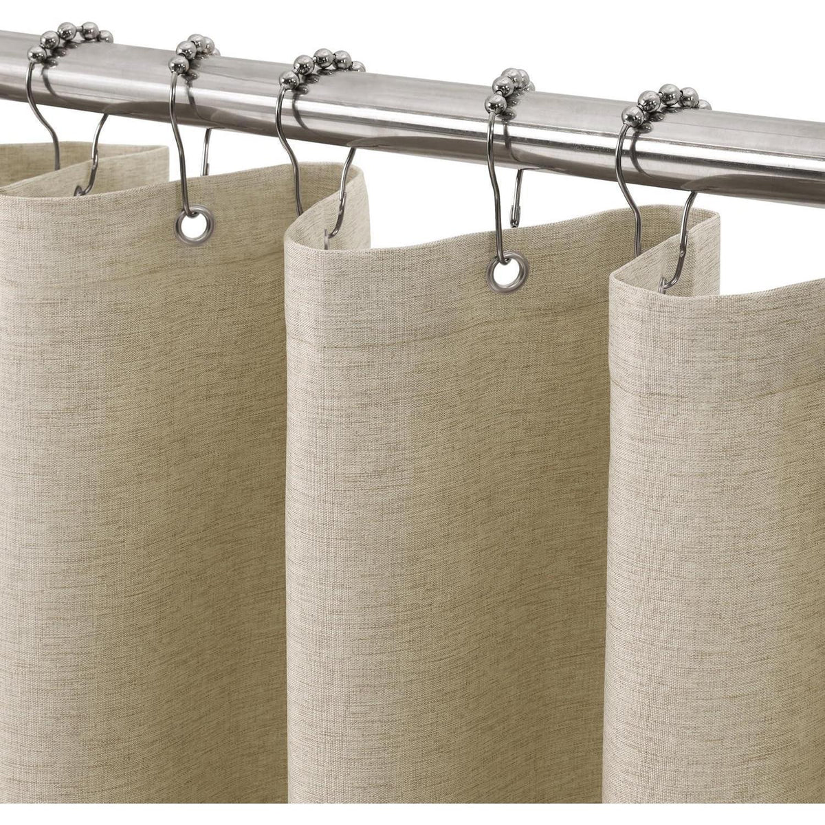 Leinen Duschvorhang mit Metallringen Taupe 122x182cm