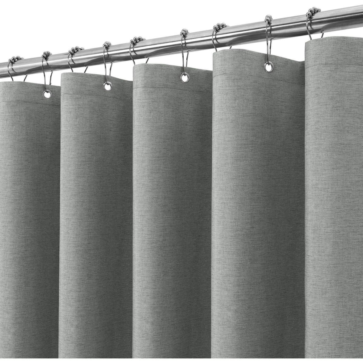 Leinen Duschvorhang wasserdicht grau 182x198cm mit Haken