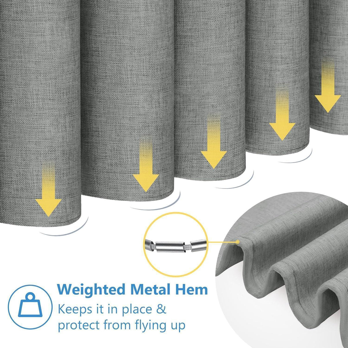 Leinen Duschvorhang wasserdicht grau 182x198cm mit Haken