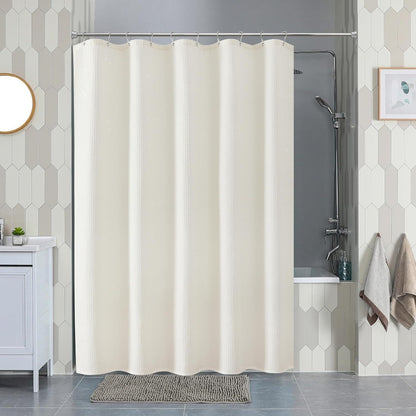 Waffel Duschvorhang wasserdicht Creme 152x214cm mit Haken