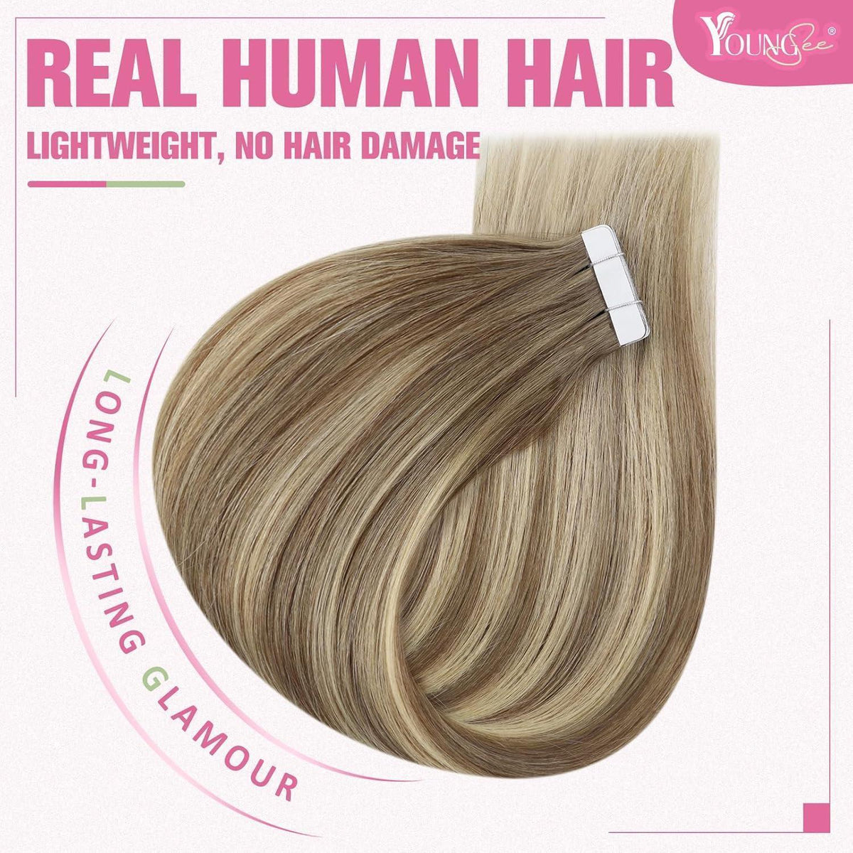 Braune Tape-In Haarverlängerung Echthaar Ombre 60cm