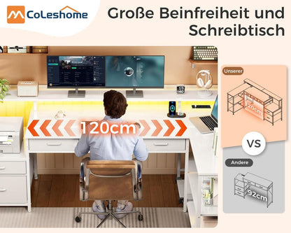 Schreibtisch L Form Gaming Tisch mit Schubladen LED
