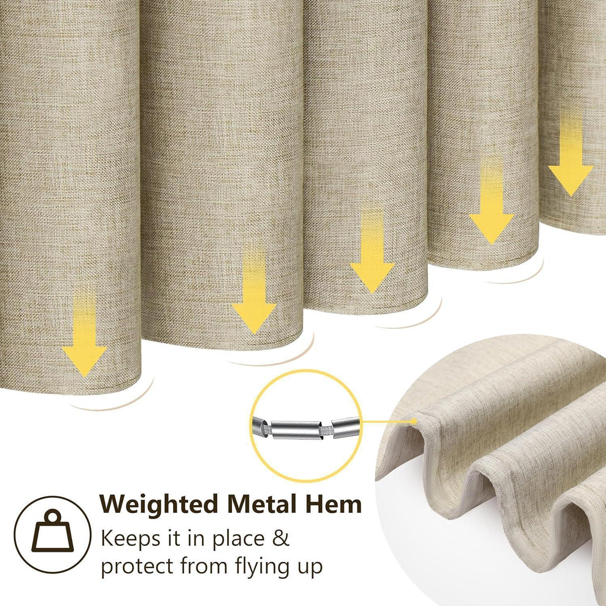 Leinen Duschvorhang wasserdicht Taupe 152x182cm mit Haken
