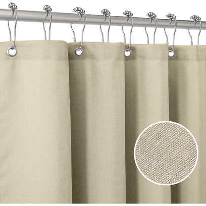 Leinen Duschvorhang mit Metallringen Taupe 275x182cm