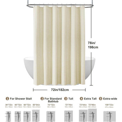 Leinen Duschvorhang wasserdicht 182x198cm Beige