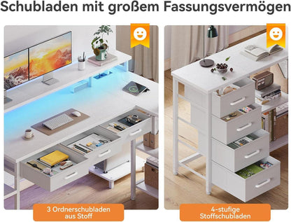Gaming Schreibtisch LED RGB 7 Schubladen 199.5×145.5cm