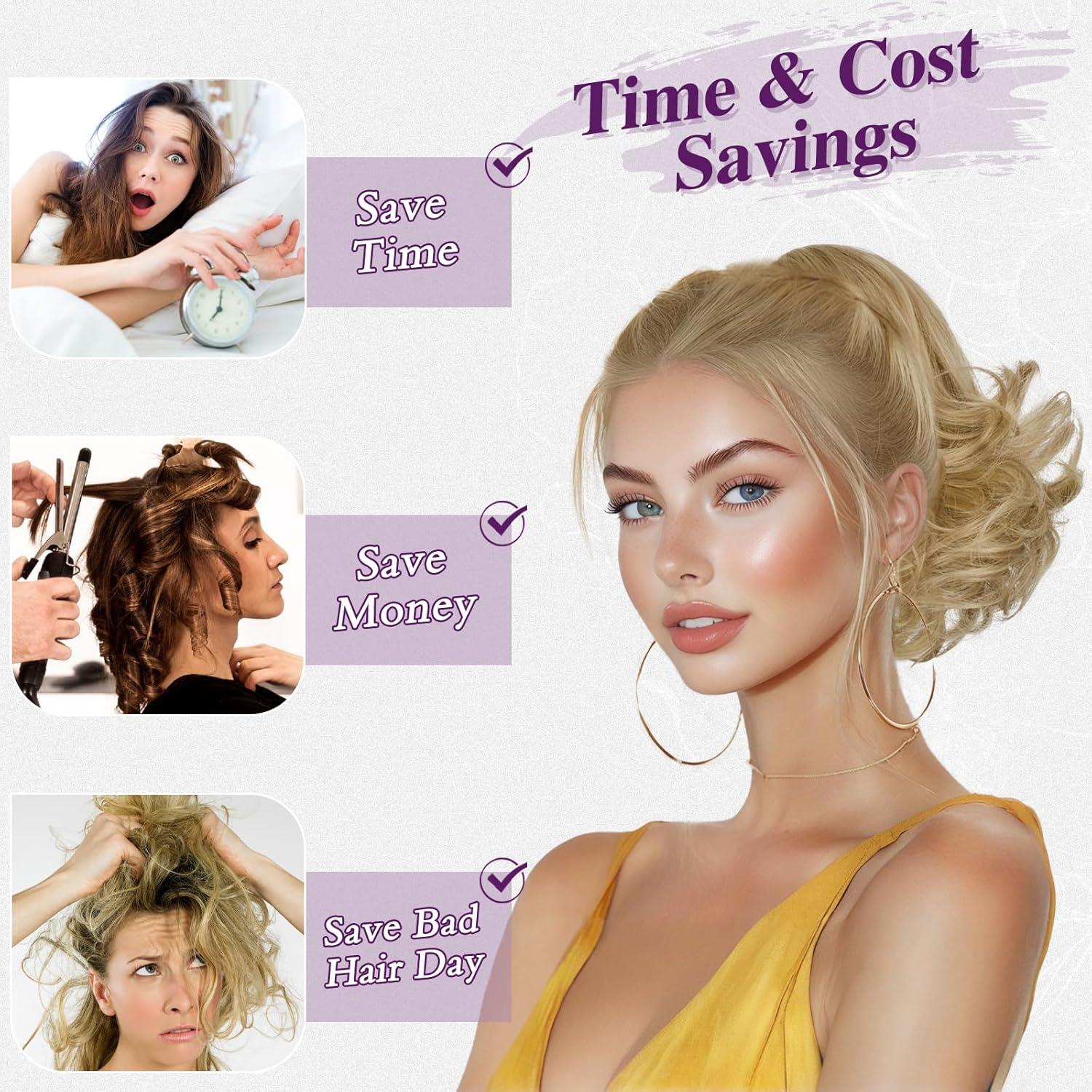 Kurze Ponytail Extension Lockige Pferdeschwanz Haarverlängerung 25cm Platinblond