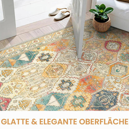 Vintage Teppich Wohnzimmer 150x210cm Gelb Mehrfarbig Rechteckig